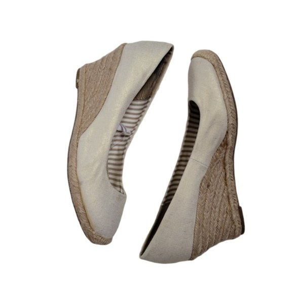 Merona Ivory Metallic Round Toe Slip-on Espadrille Wedge - Picture 3 of 11